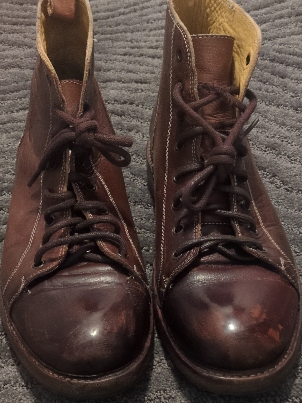 Bed Stu Dark Brown Leather Lace-Up Ankle Boots